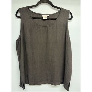 HOT COTTON - Women’s Size Large Black Linen Sleeveless Top-Quiet/Luxury/Beachy